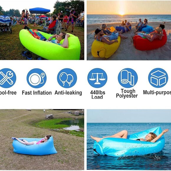 Premium Quality Air Lounger Inflatable Sofa Hammock-Portable1 Pack(Any Color) - Picture 2 of 12